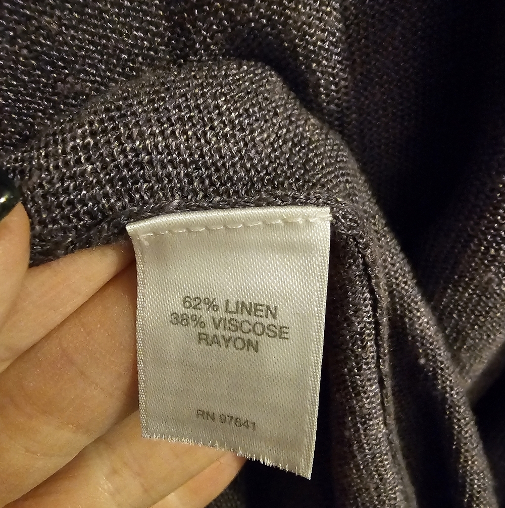 J. Jill Elegant Shadow Gray Women's Open Long Linen Cardigan Sweater Med New - Picture 6 of 7